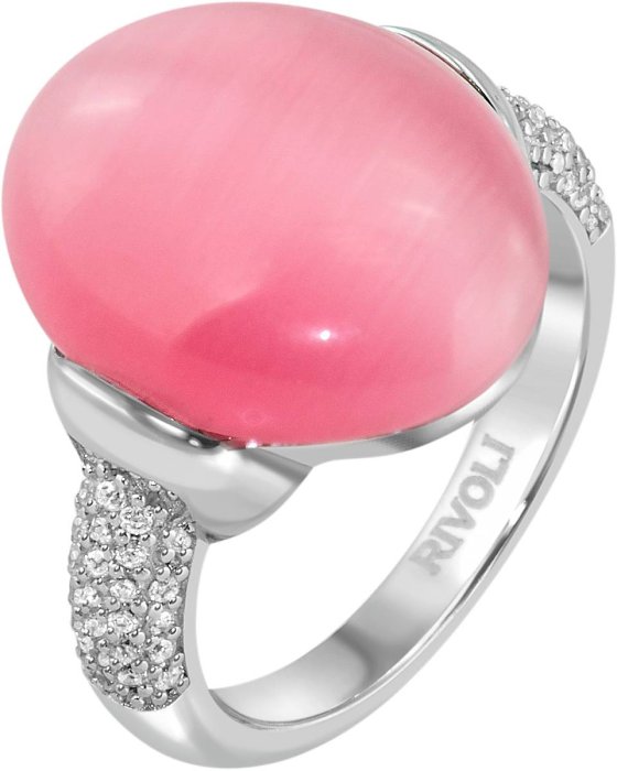 Кольцо из серебра с кошачим глазом и куб. цирконием (Арт.for-2-h-13-s)