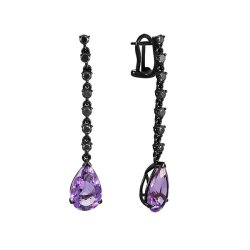 Серьги из золота с аметистом и бриллиантом (Арт.e600499ame009_sr_db_am_blk)