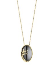 Ожерелье из серебра с керамикой и фианитом (Арт.tc-n01683-b-l-w-x-x)
