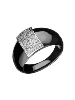 Кольцо серебряное с керамикой и фианитами «Black&Shine» Fresh Jewelry (арт.TC-R01737-B-W-X-X-W)