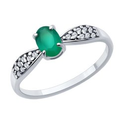 Кольцо из серебра с агатом и фианитами (Арт.94-310-00176-2)