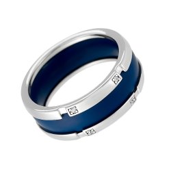 Кольцо из серебра с керамикой и куб. цирконием (Арт.tm-r00942-1-vl-w-x-x-w)