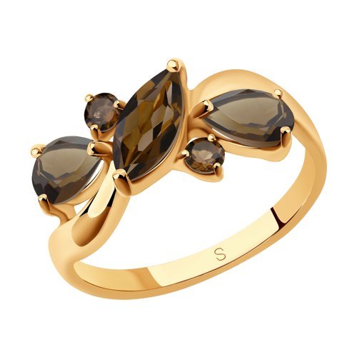 Кольцо из золочёного серебра с раухтопазами (Арт.92011660)