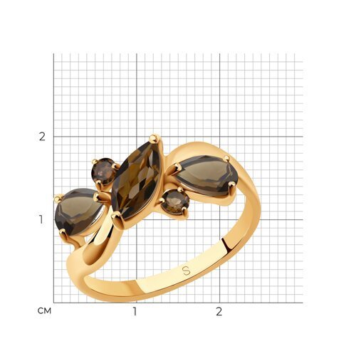 Кольцо из золочёного серебра с раухтопазами (Арт.92011660)