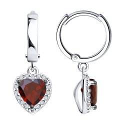 Серьги из серебра с гранатами и фианитами (Арт.92022932)
