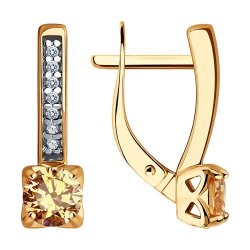 Серьги из золочёного серебра с фианитами (Арт.93-120-01712-2)