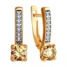 Серьги из золочёного серебра с фианитами (Арт.93-120-01712-2)