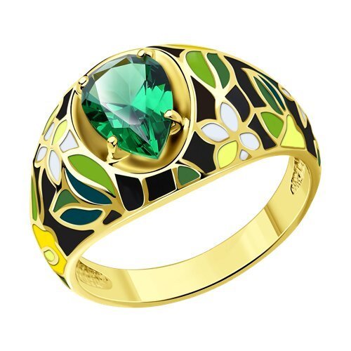 Кольцо из серебра с ситаллом и эмалью (Арт.93-310-01767-1)