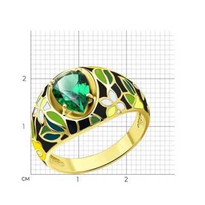 Кольцо из серебра с ситаллом и эмалью «Мозаика сада» Соколов (арт.93-310-01767-1)