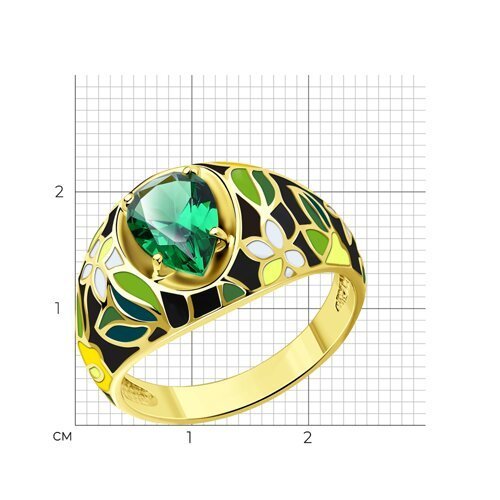 Кольцо из серебра с ситаллом и эмалью (Арт.93-310-01767-1)