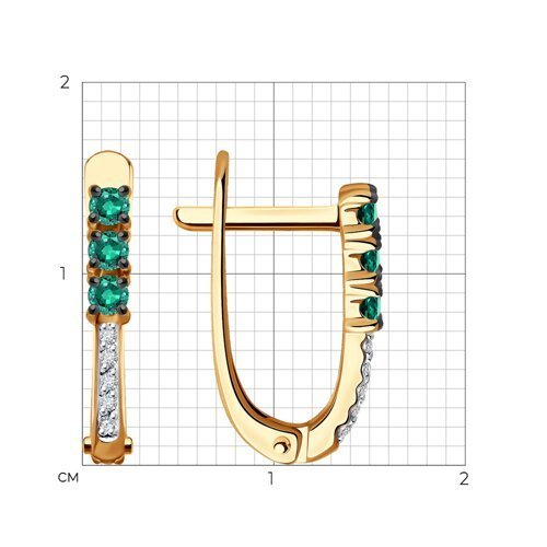 Серьги из золота с бриллиантами и изумрудами (Арт.3020563)