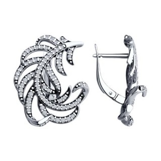 Серьги из серебра с фианитами «Ажурное Перо» Соколов (арт.94-120-02005-1)