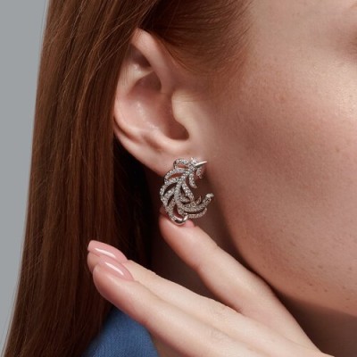 Серьги из серебра с фианитами «Ажурное Перо» Соколов (арт.94-120-02005-1)