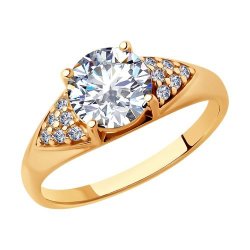Кольцо из золочёного серебра с фианитами (Арт.93010800)