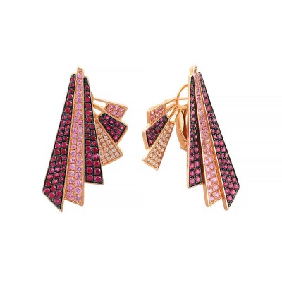 Серьги золотые с бриллиантами, рубинами и розовым сапфиром «Pink Avantgarde» MY JEWELS (арт.SB00041E-R-RPS)