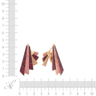 Серьги золотые с бриллиантами, рубинами и розовым сапфиром «Pink Avantgarde» MY JEWELS (арт.SB00041E-R-RPS)