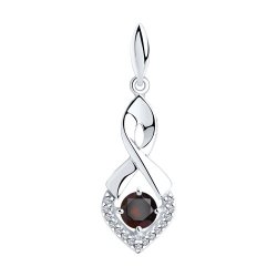 Подвеска из серебра с гранатом и фианитами (Арт.94-330-00380-2)