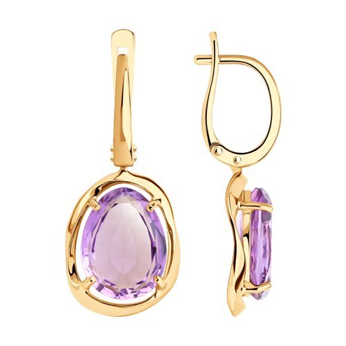 Серьги золотые пробы 375 с аметистом (Арт.37727353)