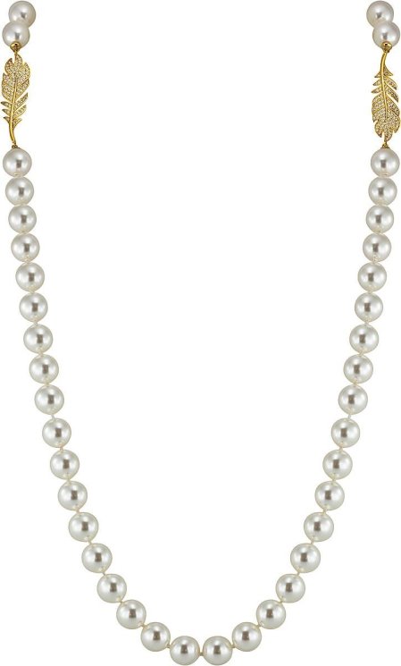 Ожерелье из серебра с жемчугом и кристаллом swarovski (Арт.29l-p44-g-1)