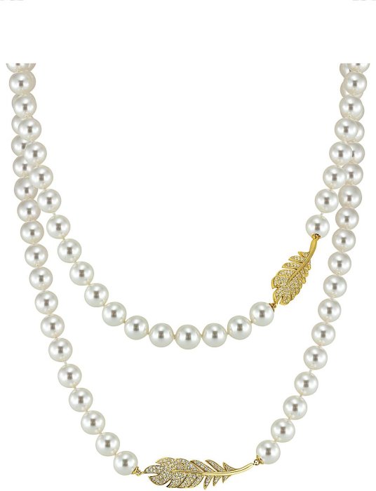 Ожерелье из серебра с жемчугом и куб. цирконием (Арт.29l-p44-g-1)