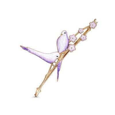 Брошь из серебра Kabarovsky «Соловушка. Весенний дуэт»