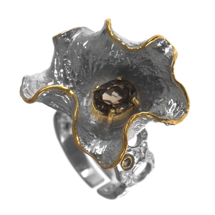 Серебряное кольцо BEAVERS с раухтопазом 1108rt