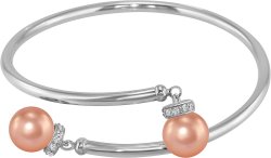 Браслет из серебра с жемчугом и кристаллом swarovski (Арт.abb-4-10-14-s)