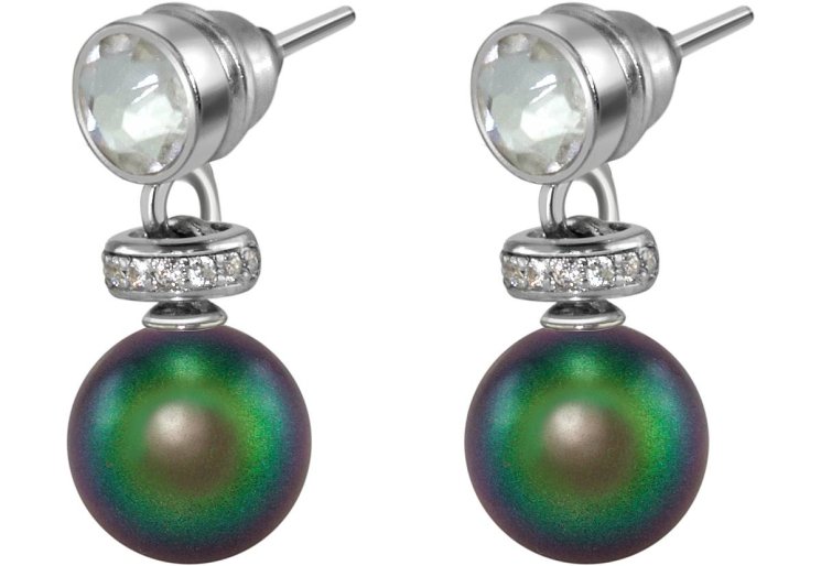 Серьги из серебра с жемчугом и кристаллом swarovski (Арт.abs-3-8-25-s)