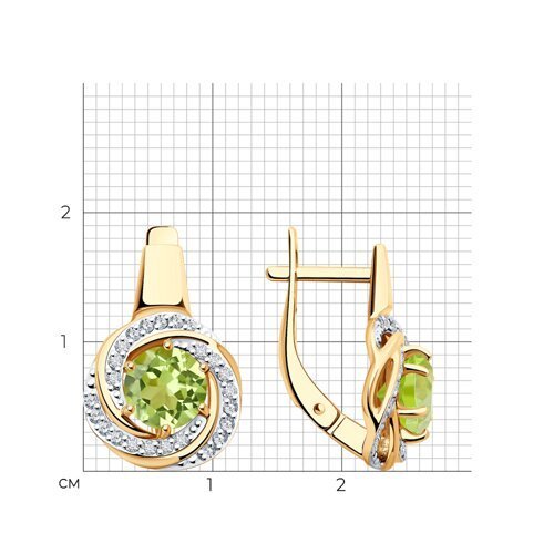 Серьги золотые пробы 585 с хризолитом (Арт.51-320-02281-3)