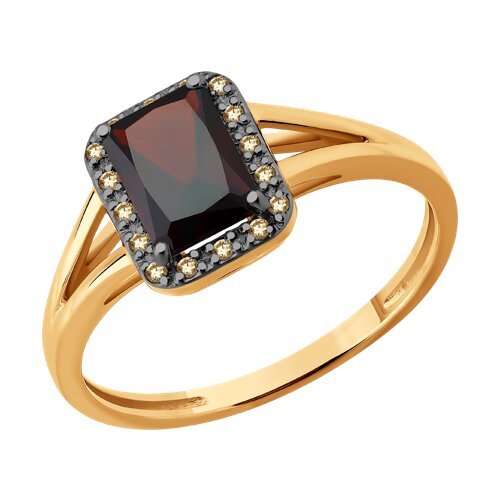 Кольцо золотое пробы 585 с гранатом (Арт.71-00417)