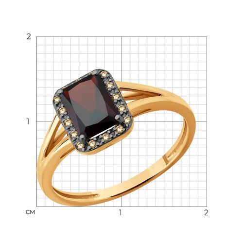 Кольцо золотое пробы 585 с гранатом (Арт.71-00417)