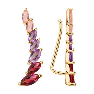 Серьги золотые пробы 585 с миксом камней (Арт.726065)