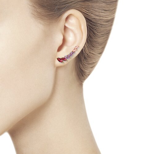 Серьги золотые пробы 585 с миксом камней (Арт.726065)