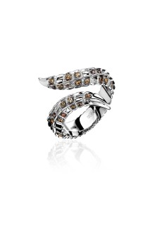 Кольцо с бриллиантами и турмалином «Garden Snake» из белого золота Estet (арт.01К6213334-2)