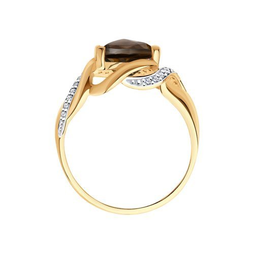 Кольцо золотое с раухтопазом и фианитами «Туманное созвездие» Соколов (арт.714725)