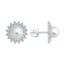 Серьги из серебра с жемчугом и фианитами (Арт.94026065)