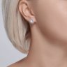 Серьги из серебра с жемчугом и фианитами (Арт.94026065)