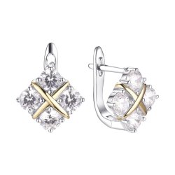Серьги из серебра с фианитом (Арт.cz-e01272-x-wl-w-x-x)