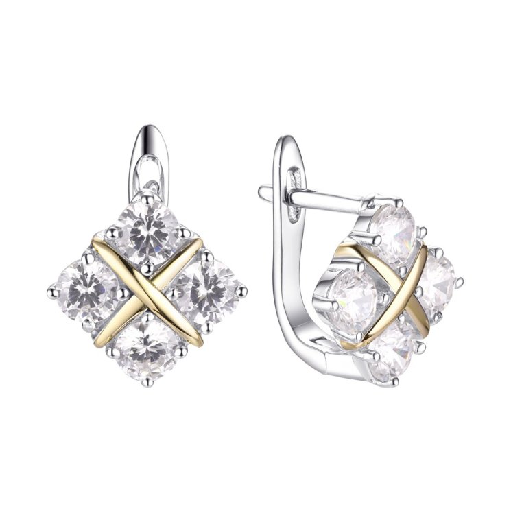 Серьги из серебра с фианитом (Арт.cz-e01272-x-wl-w-x-x)