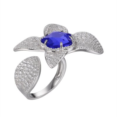 Кольцо из серебра с ситаллом и фианитом (Арт.cz-r03222-x-w-bw615-x-w)