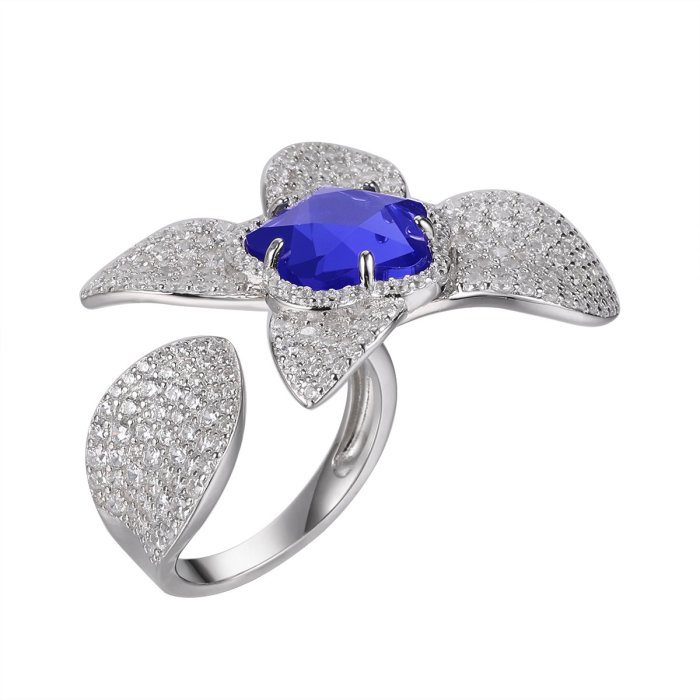 Кольцо из серебра с ситаллом и фианитом (Арт.cz-r03222-x-w-bw615-x-w)