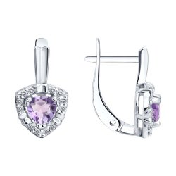 Серьги из серебра с аметистами и фианитами (Арт.92025336)