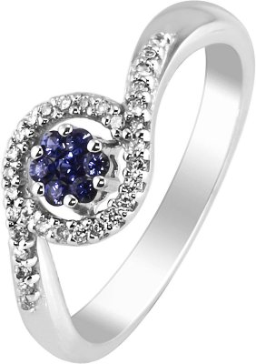Кольцо из белого золота с бриллиантом и сапфиром (Арт.anb_1386)