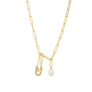 Ожерелье серебряное с жемчугом и фианитами «Baroque Charm» Fresh Jewelry (арт.PI-N2734-12-X-L-PN-X-W)
