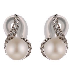 Серьги из белого золота с бриллиантом и жемчугом (Арт.e31729a0f_wp_wg)