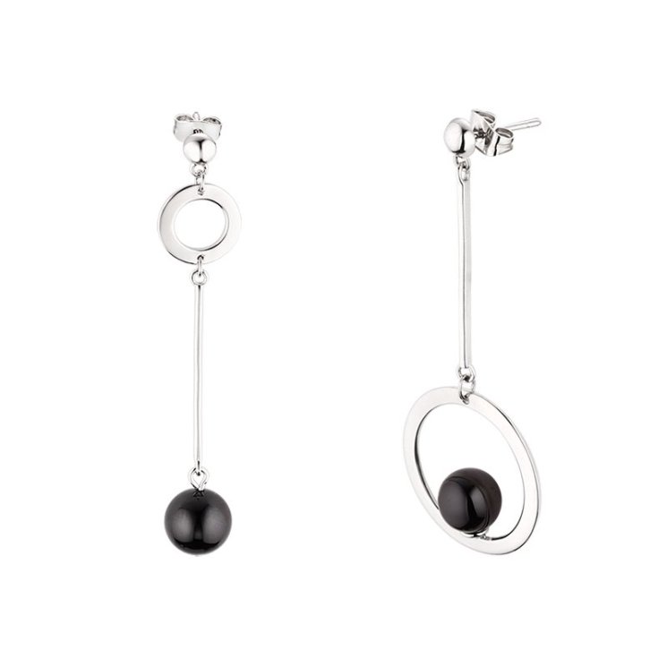 Серьги из серебра с керамикой (Арт.tc-e01486-b-w-x-x-x)