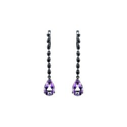 Серьги из золота с аметистом и бриллиантом (Арт.e600499ame012_sr_db_am_blk)