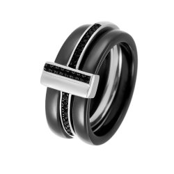 Кольцо из серебра с керамикой и куб. цирконием (Арт.tc-r00152-b-w-x-x-b)