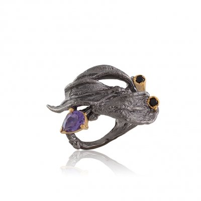 Серебряное кольцо BEAVERS с аметистом 1570a_ox