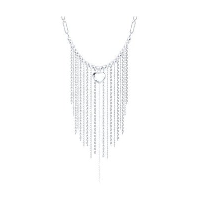 Колье из серебра с гематитом «Сердце каскад» SOKOLOV (арт.94-370-00077-1)